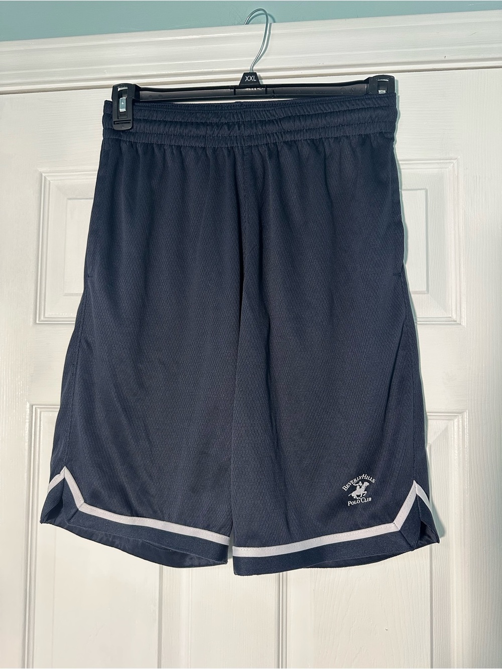 Men's Athletic Beverly Hills Polo Club Shorts in Navy with White Trim